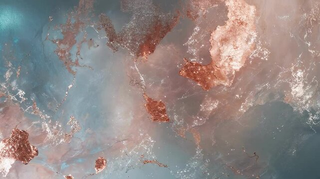 Abstract Rose Gold and Teal Marble Texture Background