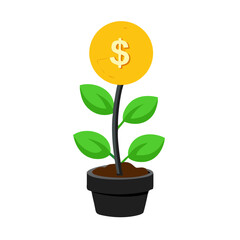 Money Plant Icon – Financial Growth, Investment, Wealth Creation Symbol