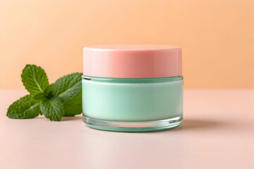 Minty Fresh Foot Cream on pink peach background