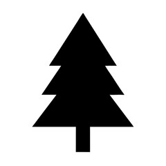 Obraz premium Solid Pine Tree Icon – Black Silhouette Evergreen Vector for Forest, Nature, Winter, and Holiday Designs