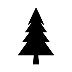 Obraz premium Solid Pine Tree Icon – Black Silhouette Evergreen Vector for Forest, Nature, Winter, and Holiday Designs
