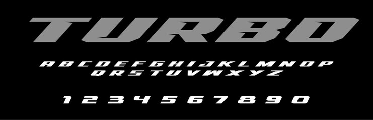 Turbo lettering font Vector silver effect graphic design. Apparel clothing prints eps svg png. Motorsport designs posters stickers. Download it Now in high resolution format and print it in any size