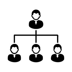 Team Hierarchy Icon – Black Organizational Structure Silhouette for Business, Management, and Leadership Design