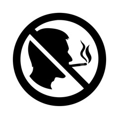No Smoking Icon Silhouette – Prohibited Sign Vector for Health, Public Safety, and Anti-Smoking Design
