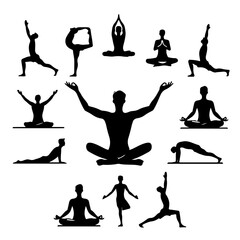 yoga silhouette , yoga vector