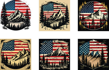 USA patriotic skull vector graphic for dark fashion themes suitable for American flag shirt and emblem
