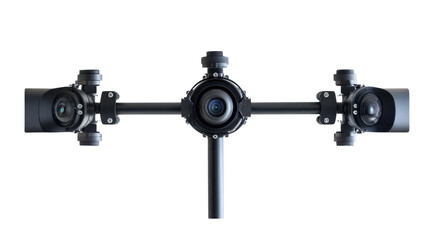 CCTV Cameras Mounted on a Pole – Surveillance System Equipment Isolated on White Background for Security Concept, Technology, and Monitoring Design