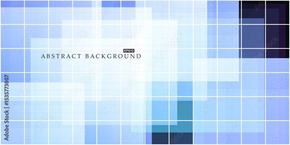 Poster Abstract geometric blue grid background with digital square pattern, modern vector template for technology and business design