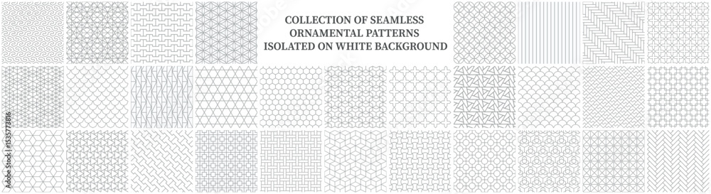 Poster collection of seamless ornamental geometric patterns - art deco classic design. repeatable oriental 