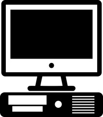 All-in-One Desktop Computer Icon - PC Monitor & CPU Unit Vector