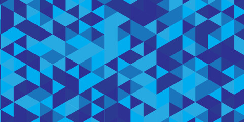 Modern triangle mosaic blue Background. Overlap random vector element. Business polygonal texture. Abstract low polygon Geometric banner wall background. Seamless Abstract polygon.	