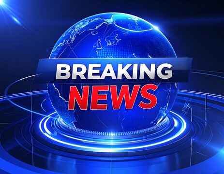 Global news graphic with "breaking news.