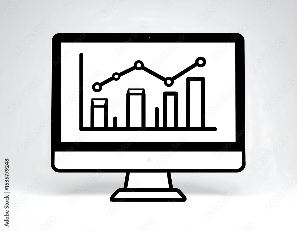 Fototapete simple computer monitor with graph