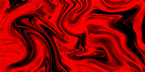 Marbleized bright effect with fluid painting, background for kitchen. Paper with soft waves and black fabric liquid metallic art paint texture. Abstract red and black Liquid shape background.