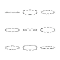 Collection of Nine Black Ornate Frames and Dividers on White