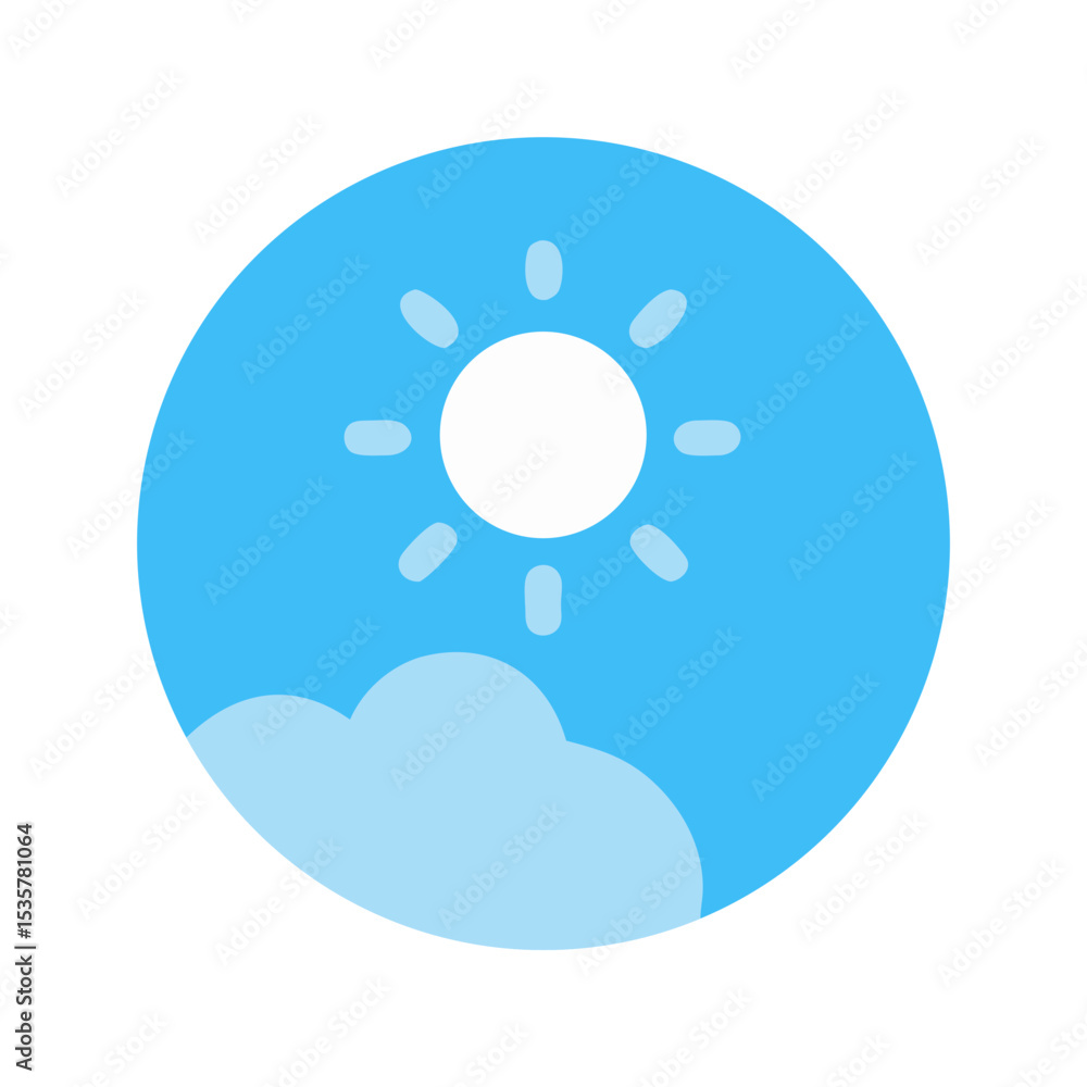 Poster sunny day with a cloud icon within a circular shape illustration colorful vector icon
