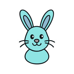 A charming cartoon illustration of a blue rabbit, perfect for Easter celebrations colorful vector icon
