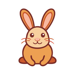 Cute cartoon bunny rabbit illustration with soft orange and brown color scheme colorful vector icon