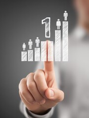 A man pointing to a graph chart