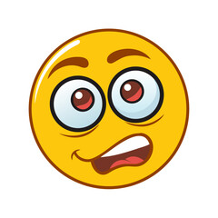 Cartoon Emoji with Big Eyes and Open Mouth Demonstrating Anxiety or Surprise colorful vector icon