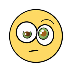 Goofy Yellow Emoticon with CrossEyed Stare and a Confused Expression colorful vector icon