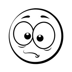Cartoon Face with Curious Eyes and a Slightly Worried Expression colorful vector icon