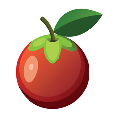 Red ripe apple with green leaves and stem, vector illustration, perfect for nature and healthy eating concepts