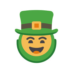 Happy Leprechaun Emoji with Green Hat and Smiling Face Illustration colorful vector icon