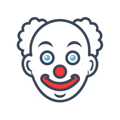 Illustration of a colorful and simple happy clown face for circus shows colorful vector icon
