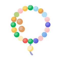 Colorful Bead Bracelet Illustration with Tassel and Scattered Beads on transparent background colorful vector icon