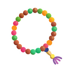 Colorful beaded bracelet or mala with tassel and transparent background colorful vector icon