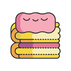 Stylized and colorful illustration of a stack of neatly folded towels colorful vector icon