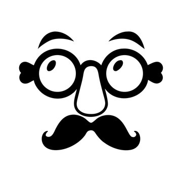 Funny disguise with big glasses, nose and mustache, perfect for pranks colorful vector icon