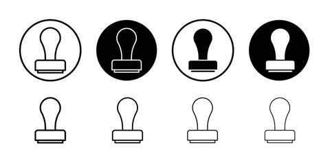Approval stamp icon Thin line illustration set vector