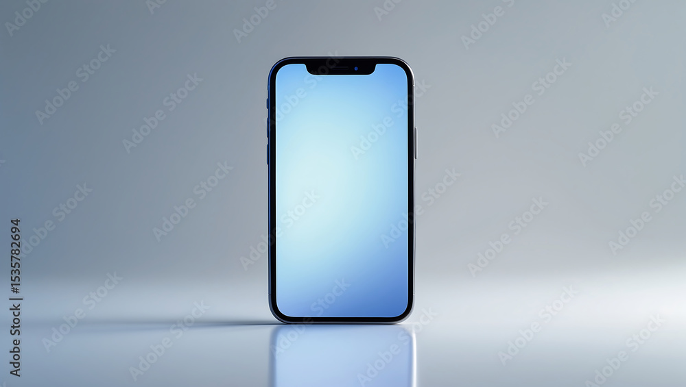 Poster modern smartphone with blank screen displaying gradient on a white surface