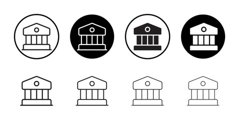 Bank icon Thin line illustration set vector