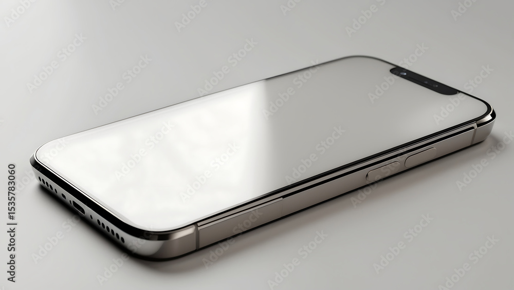 Poster sleek modern smartphone device displayed against a minimalistic soft gray background
