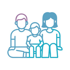 Minimalist Line Art Illustration Depicting a Family of Three, Sitting Together colorful vector icon