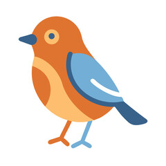 Stylized illustration of a small bird with orange and blue plumage colorful vector icon