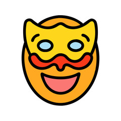 Fototapeta premium A Smiling Emoji Wearing a Comical Mask with Whimsical Features colorful vector icon