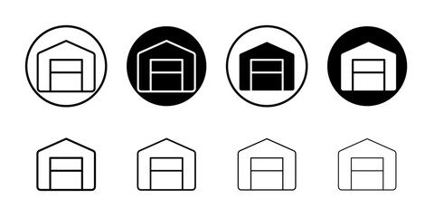Garage icon Thin line illustration set vector