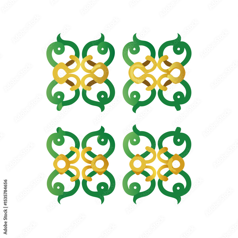 Poster repeating clover design in green and gold for graphic resource elements colorful vector icon