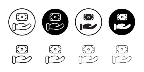 Hand money exchange icon Thin line illustration set vector