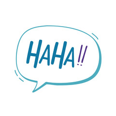 Cartoon speech bubble with the text HAHA expressing laughter and joy colorful vector icon