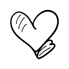 A cute heart doodle with line details on a transparent background colorful vector icon