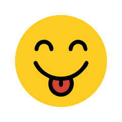 Whimsical Yellow Emoji with Tongue Sticking Out, Demonstrating Playfulness and Lightheartedness colorful vector icon