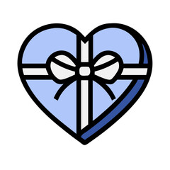 Heart shaped box with a bow on it, a gift of love colorful vector icon
