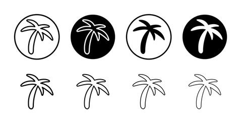 Palm tree icon Thin line illustration set vector