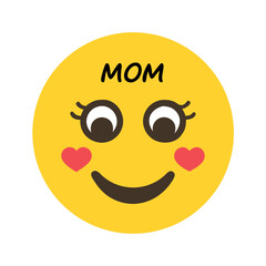 A cute Mom emoji with heart cheeks and a happy smile colorful vector icon