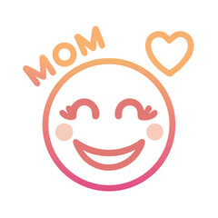 Cute gradient cartoon mom emoji icon with a heart, vector graphic colorful vector icon